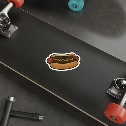Chili Dog with Mustard Sticker – Tattoo Style Food Vinyl Decal