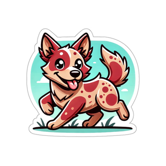 Red Heeler Cartoon Sticker – Cute Australian Cattle Dog Vinyl Decal