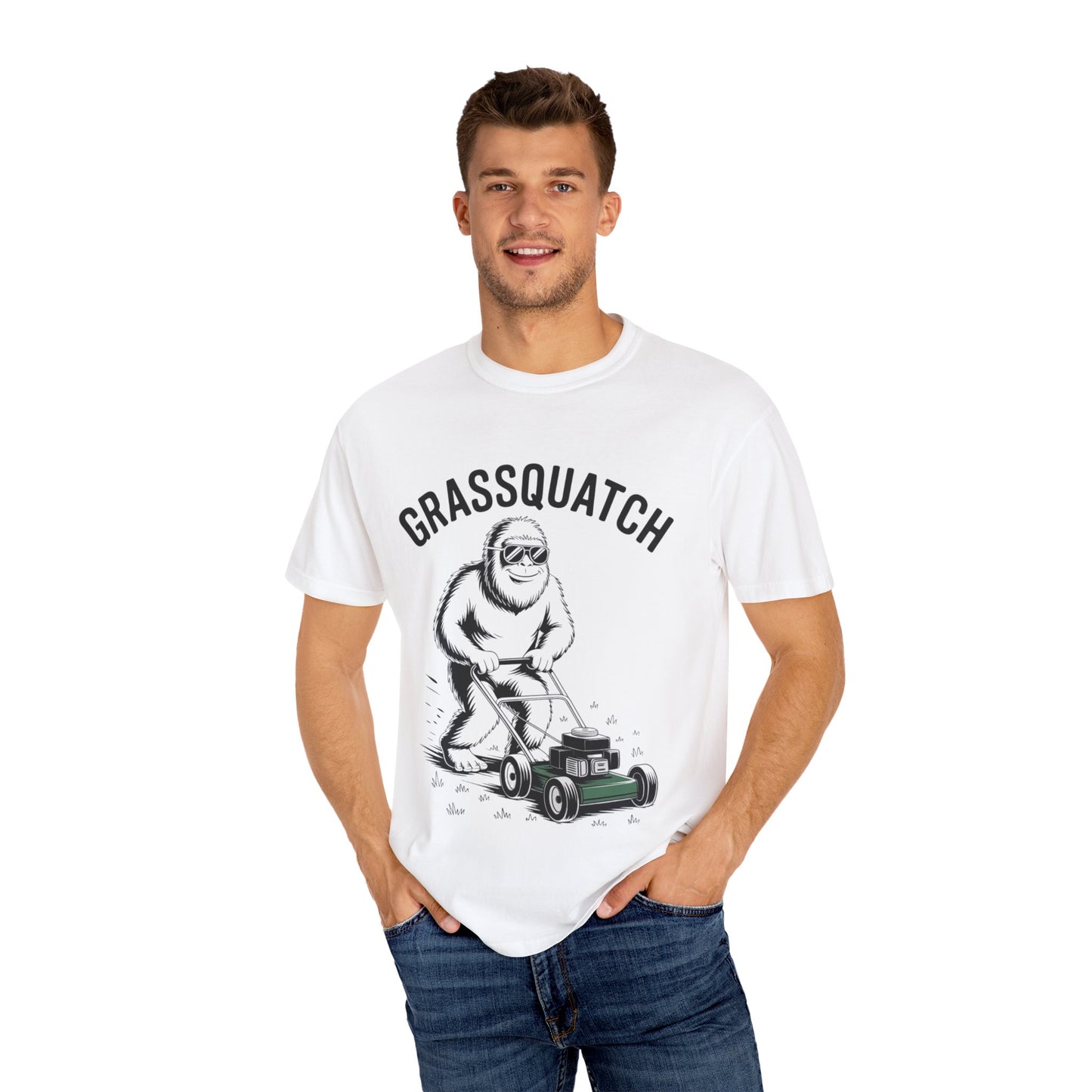 Grassquatch Lawn Mowing Tee – Funny Bigfoot Yardwork Shirt