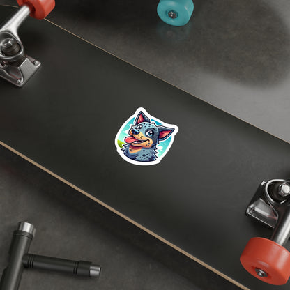 Cartoon Blue Heeler Sticker – Cute Australian Cattle Dog Vinyl Decal
