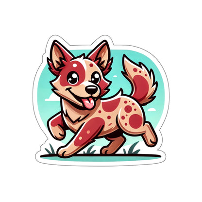 Red Heeler Cartoon Sticker – Cute Australian Cattle Dog Vinyl Decal