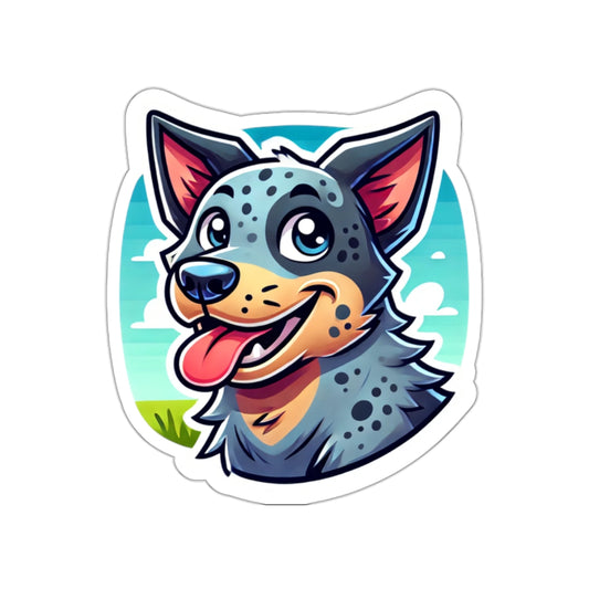 Cartoon Blue Heeler Sticker – Cute Australian Cattle Dog Vinyl Decal