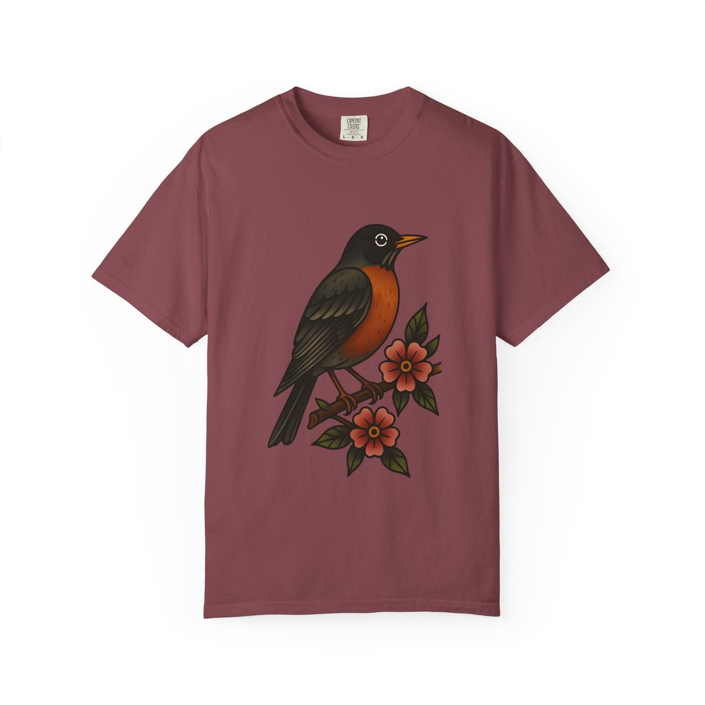 Robin & Wildflower Tattoo Tee – Comfort Colors Unisex Garment-Dyed T-Shirt