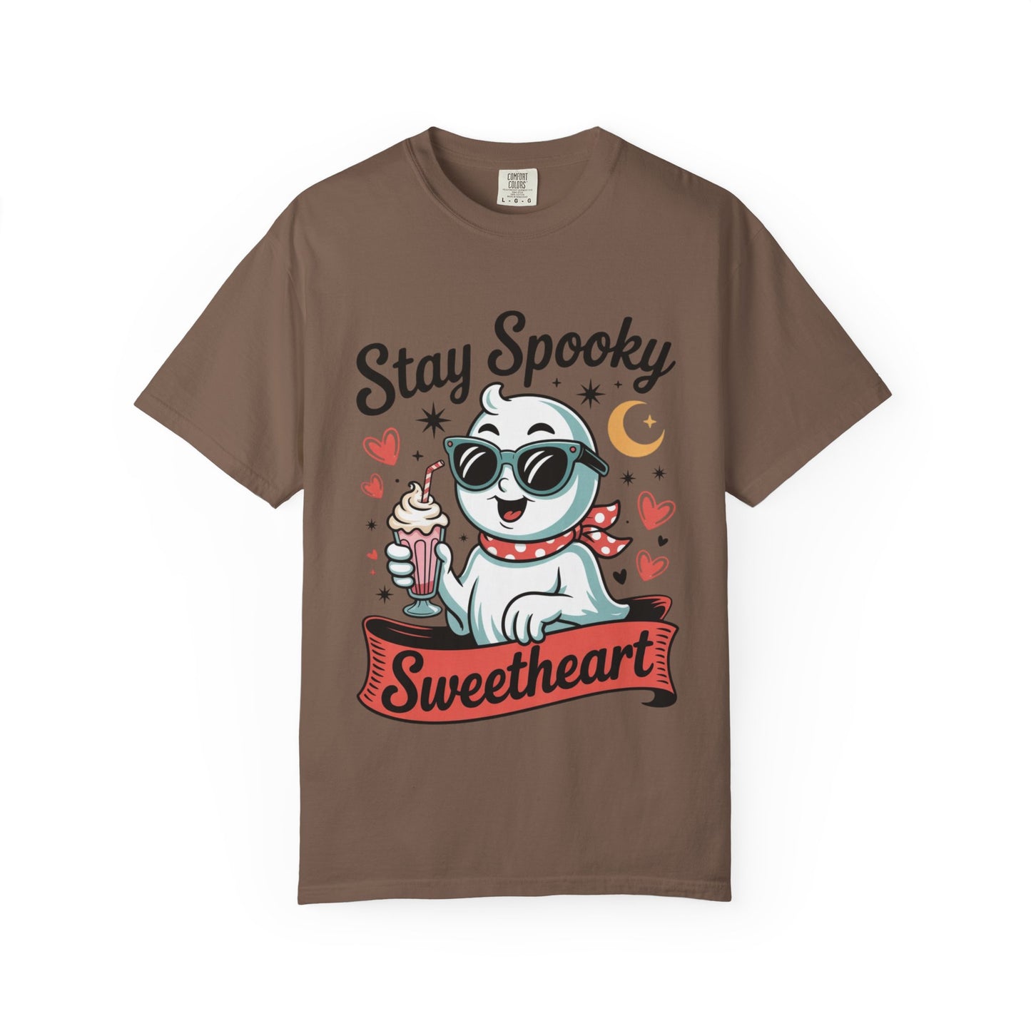 Stay Spooky Sweetheart Tee – Retro Ghost Milkshake Comfort Colors T-Shirt