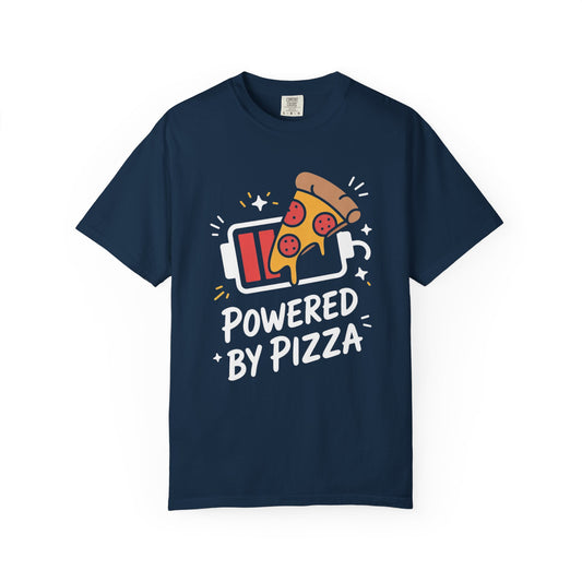 Comfort Colors Unisex Garment-Dyed T-Shirt | “Powered by Pizza” Funny Pizza Lover Graphic Tee