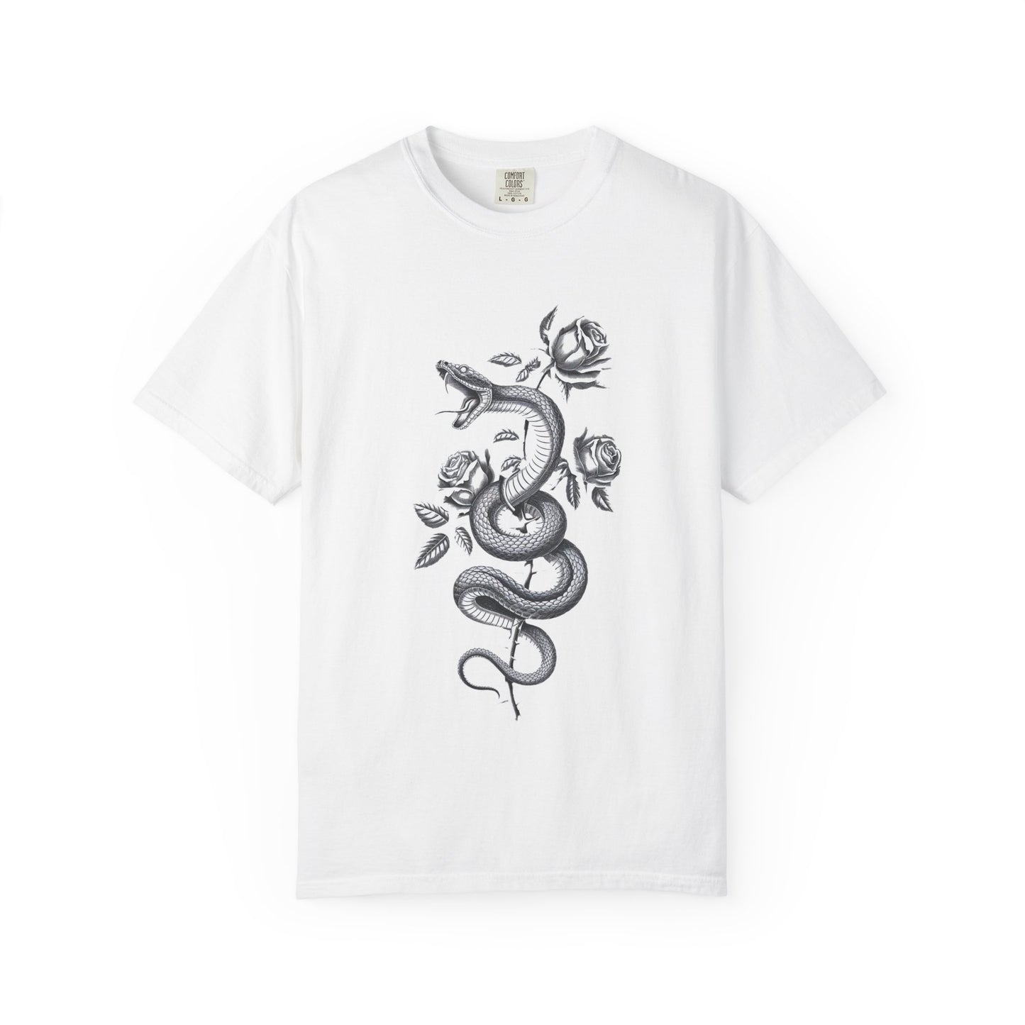 Snake and Rose Blackout Tee – Traditional Tattoo Art Shirt