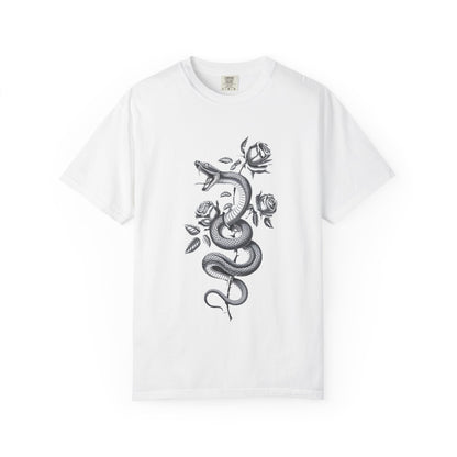 Snake and Rose Blackout Tee – Traditional Tattoo Art Shirt